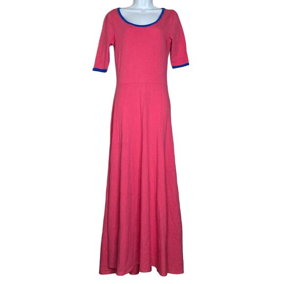 LuLaRoe Medium Ana Maxi Extra Long Dress Perfect For Tall Women Pink Fit Flare - Picture 2 of 16